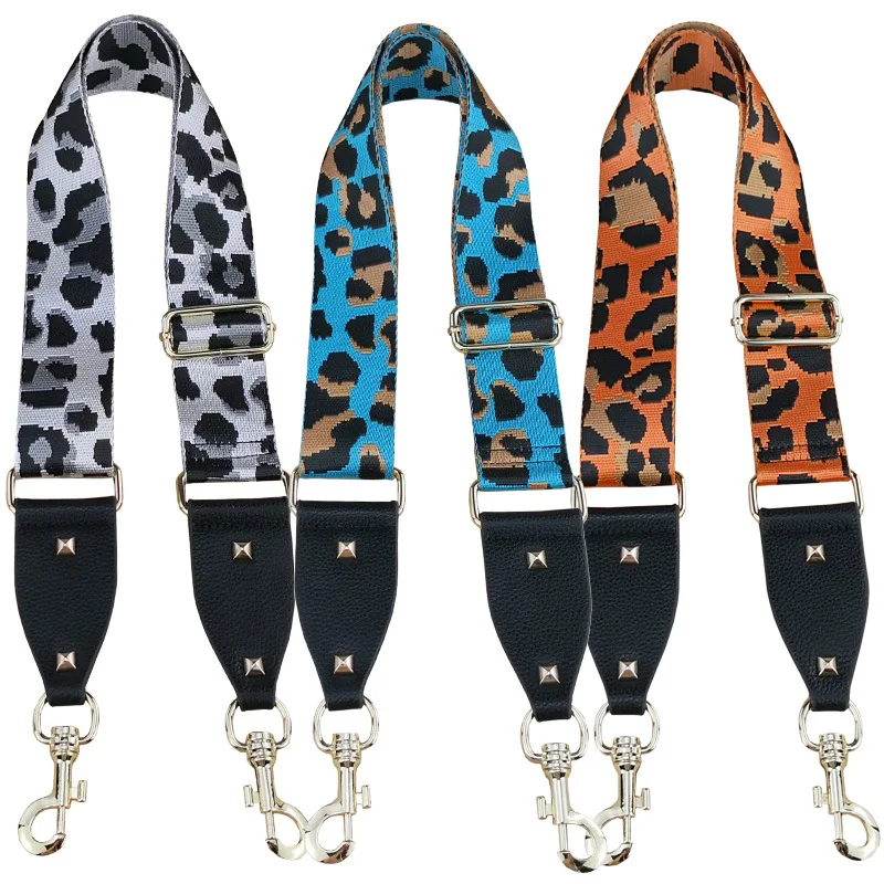 5.0cm Canvas Shoulder Bag Strap Leopard Patch Crossbody Wide Shoulder Straps Leather Bag Part Accessories Apply To Saddle Bag