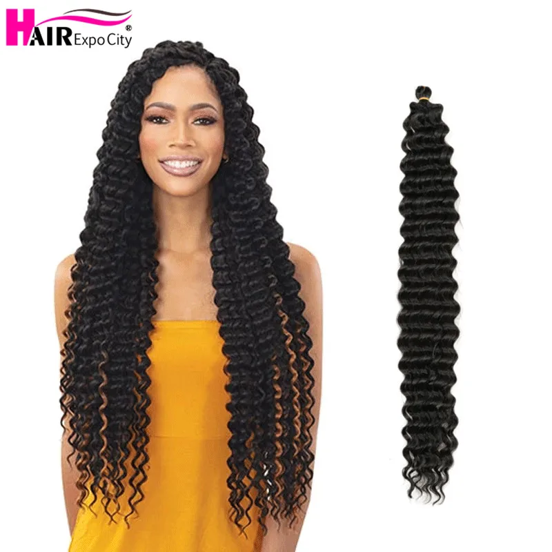 28 pollici onda profonda Twist Crochet trecce Extra lunghi capelli sintetici naturali Ombre intrecciare le estensioni dei capelli Hair Expo City