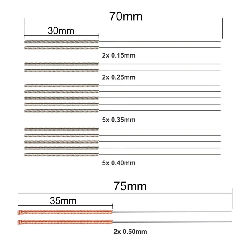 19pcs Kit di pulizia ugello stampante 3D 16 pezzi 0.15/0.25/0.35/0.4mm detergente per aghi 2 pezzi pinzette strumento di pulizia ugello più pulito