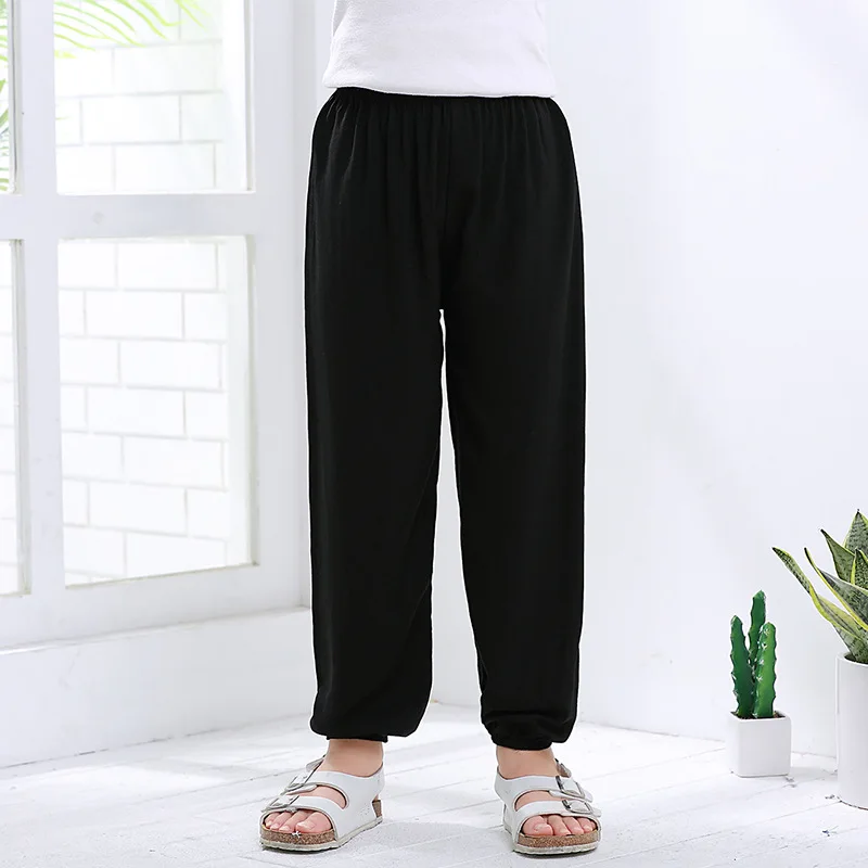 2-10 سنوات المنزل الاطفال ملابس الربيع الصيف البعوض طفل الفتيان الفتيات السراويل الرياضية الأطفال بلون فضفاض القطن بيجامة بنطلون #5