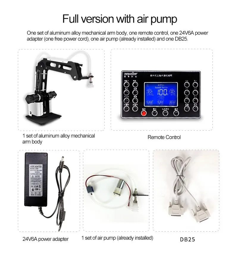 0.5kg 500g Load Industrial 3 Axis Robotic Arm Planetary Reduction Manipulator Open Source Secondary Development Teaching Robot