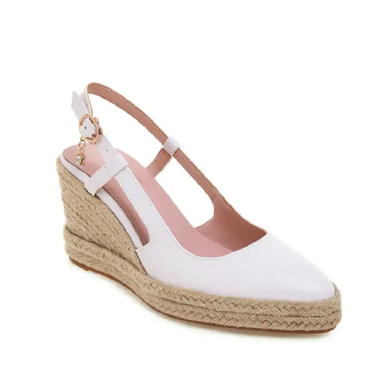 ZawsThia 2020 Summer Platform Wedges Slingback Women Hemp Espadrilles Sandals High Heels Sandals INSTA Shoes Woman Big Size 44