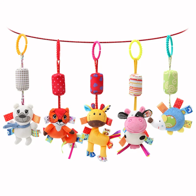 QWZ – jouets de poussette en peluche pour nouveau-né, hochets Mobiles, Animal de dessin animé, cloche suspendue, jouets éducatifs pour bébés, cadeaux de noël