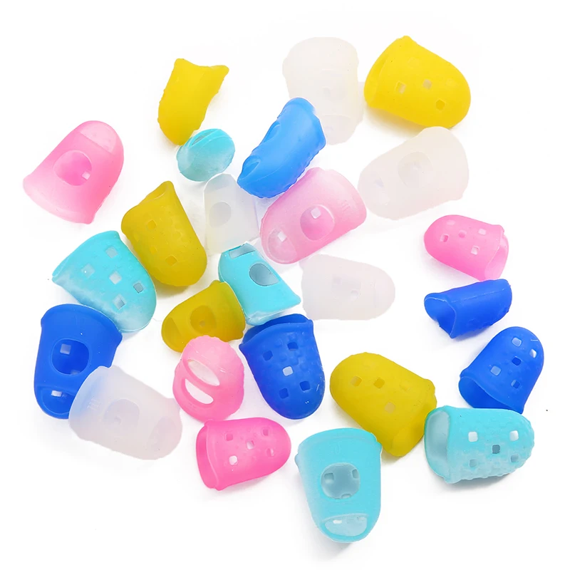 5Pcs Mix Color Multifunctional Silicone Thimbles Hollowed Out Breathable Protective Finger Sleeve DIY Crafts Sewing Accessories