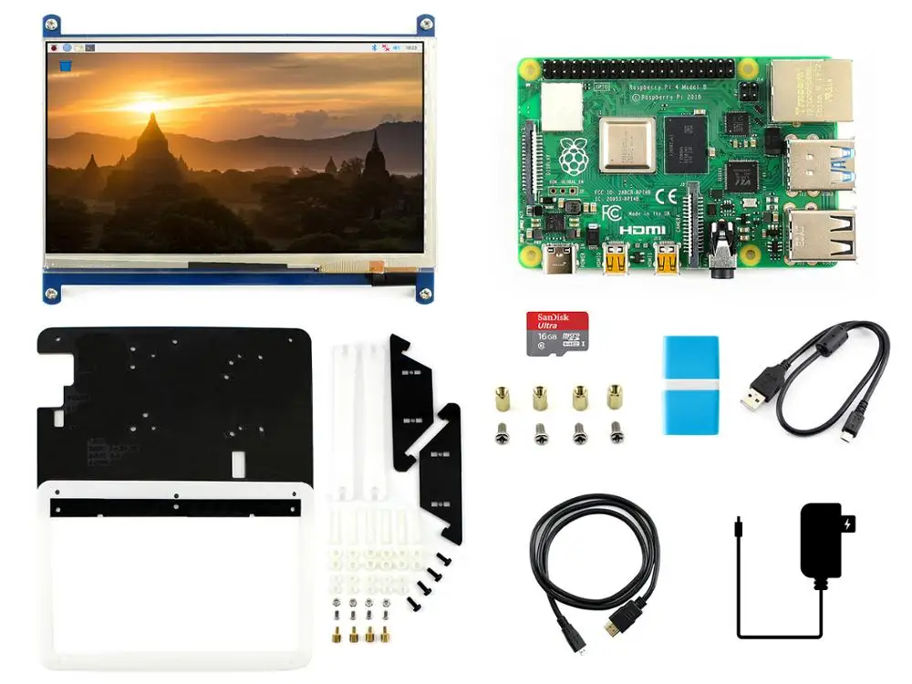 Raspberry Pi 4 Model B Display Kit(4GB-UK Version),With 7inch Capacitive Touch LCD, Micro SD Card, etc.