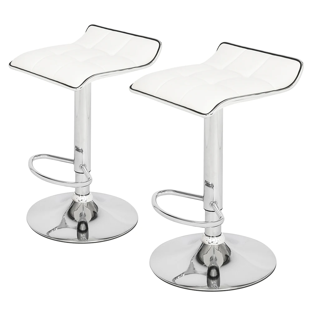 360 Degrees  Adjustable2 Soft-Packed Square Board Curved Foot Bar Stools Pu Fabric White  Bar Stool Chair Bar Stools Modern