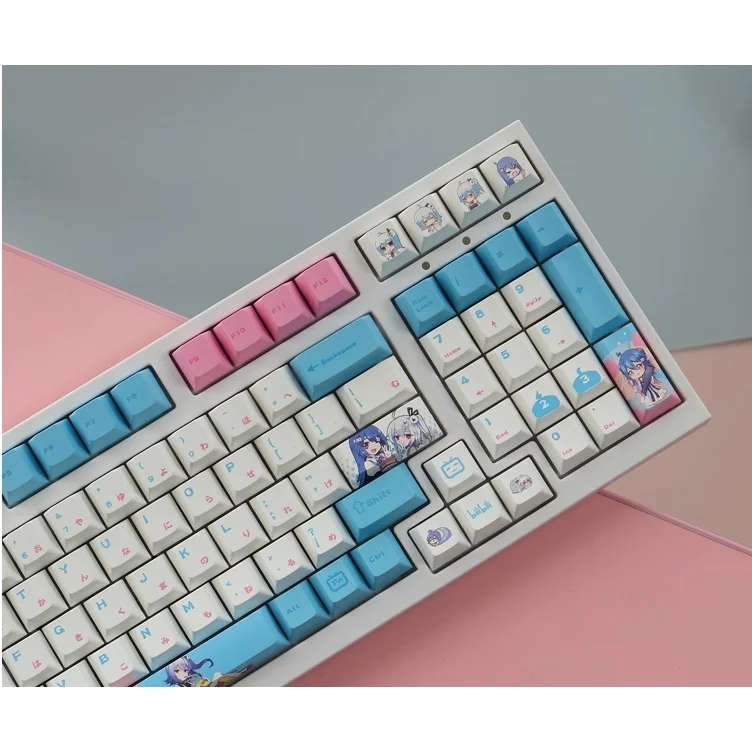 Teclado dos desenhos animados japoneses keycaps cherry perfil pbt 134 teclas suporte 61/64/68/75/84/87/96/980/104/108 teclado perfil