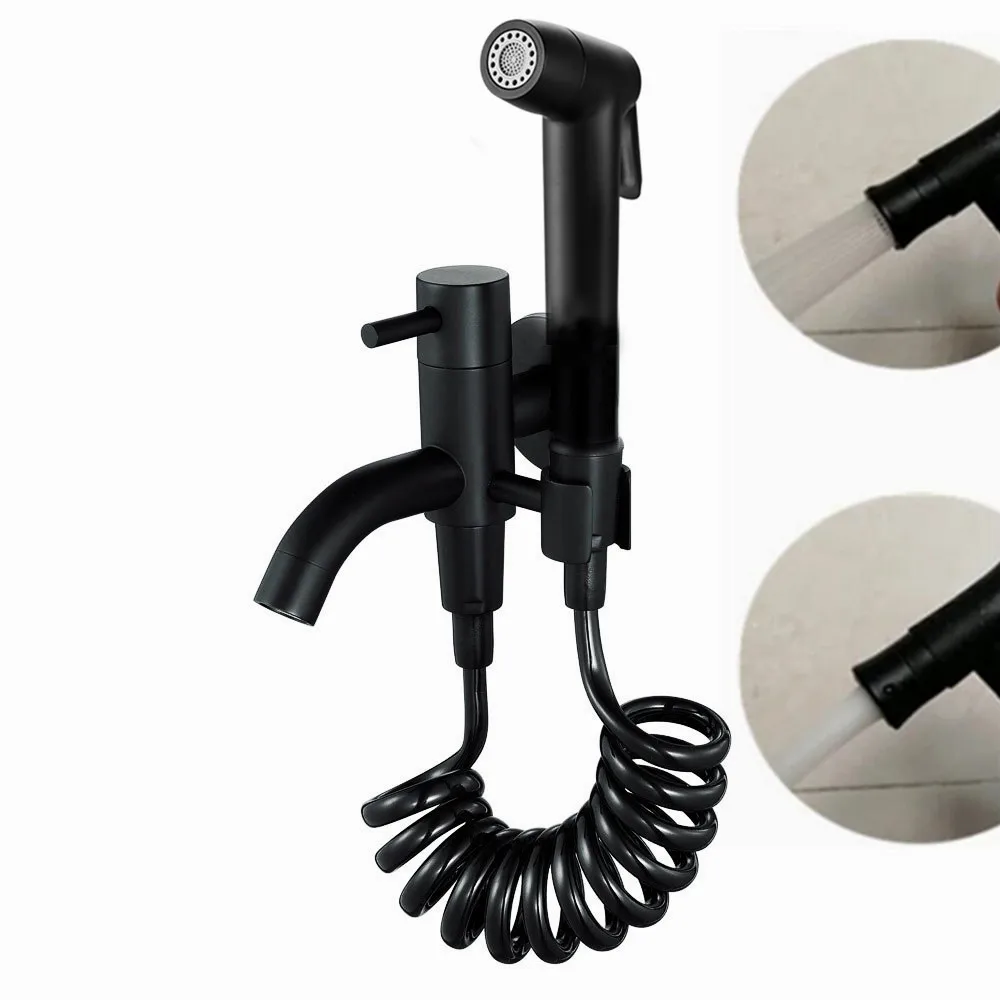 

TWO functions Black Handheld Bidet Toilet Sprayer ABS Hygiene Sprayer Set Baby Diaper Cloth Sprayers Bidet With Hose and Holder