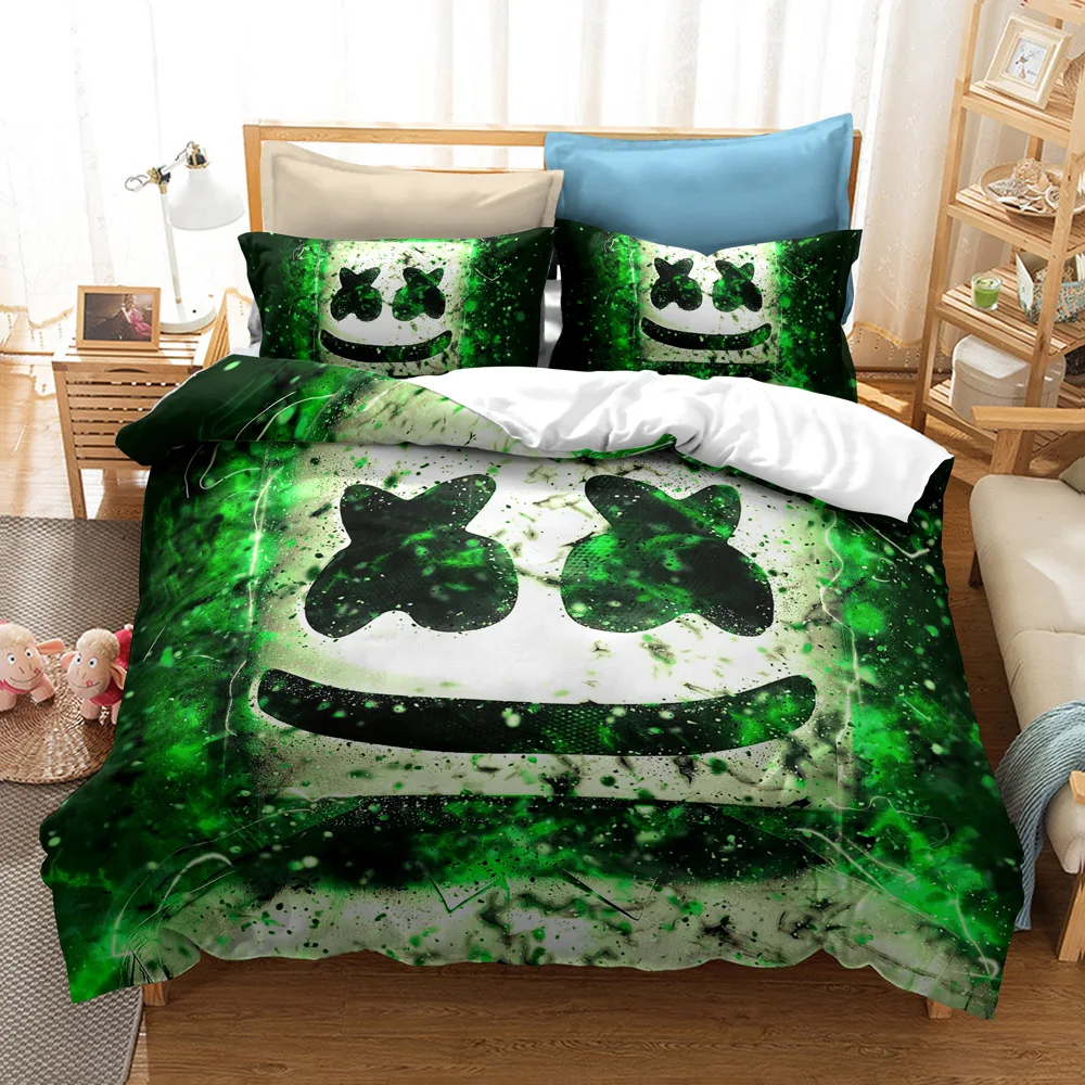 3D Print Comforter Bedding Set DJ Marshmello Queen Twin Single King Size Duvet Cover Set Pillowcase Luxury Home Textile Children