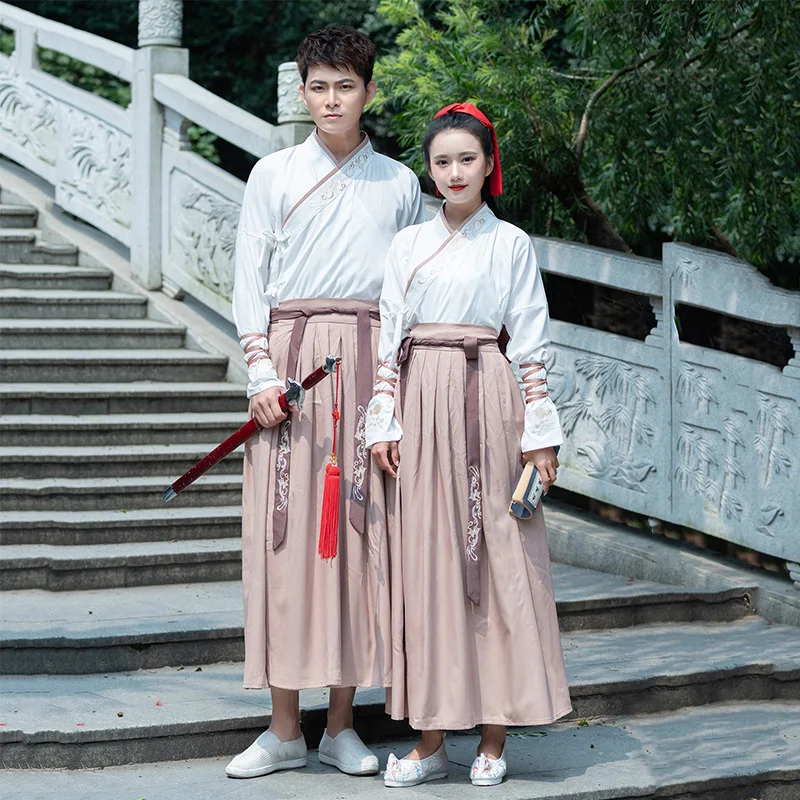 Ropa tradicional antigua CP Hanfu para parejas, vestido Hanfu elegante de estilo chino bordado, espadachín de la dinastía Han, disfraz de Halloween