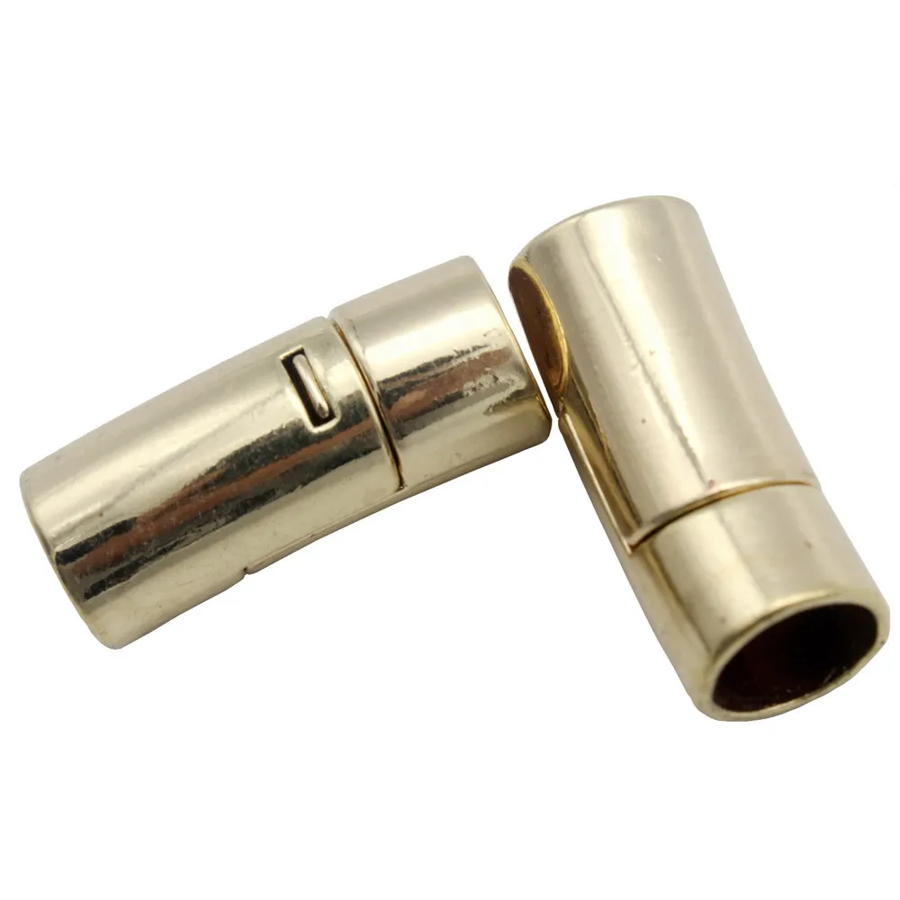 Aaazee 3 Sets 10mm Round Hole Silver Gold Black Magnetic Closure Connectors, Curved Cylinder Clasp 29mm Long