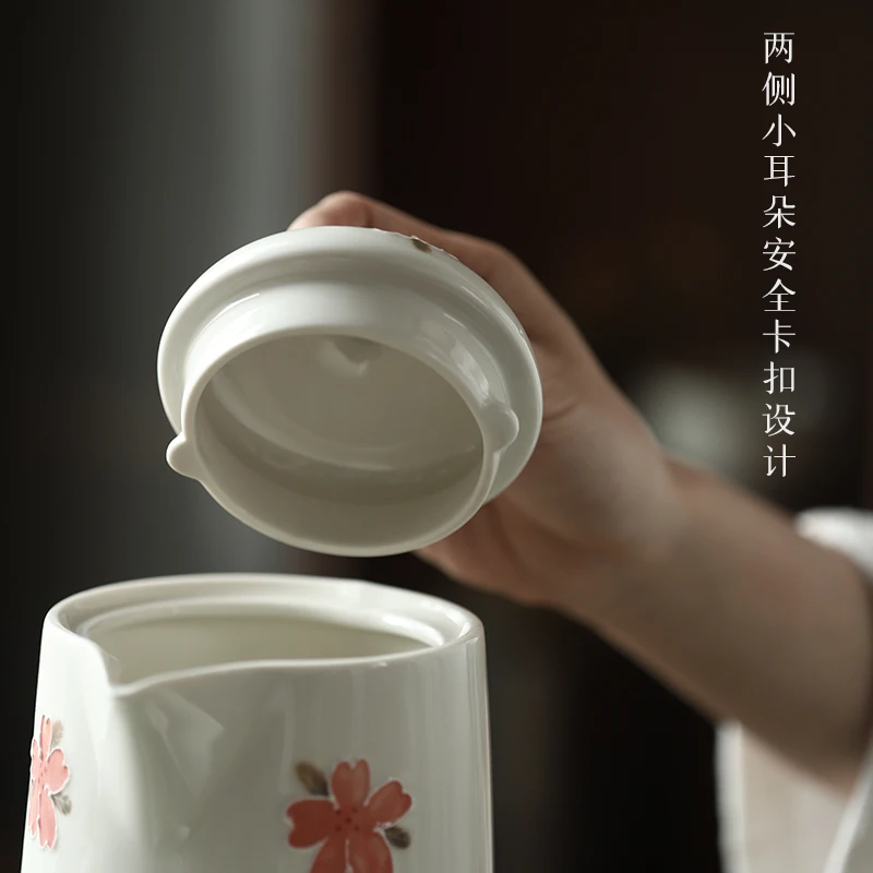 ★tea tea pot set at the beginning of cold cold bubble kettle pot of apricot flowers carved jingdezhen ceramic tea set