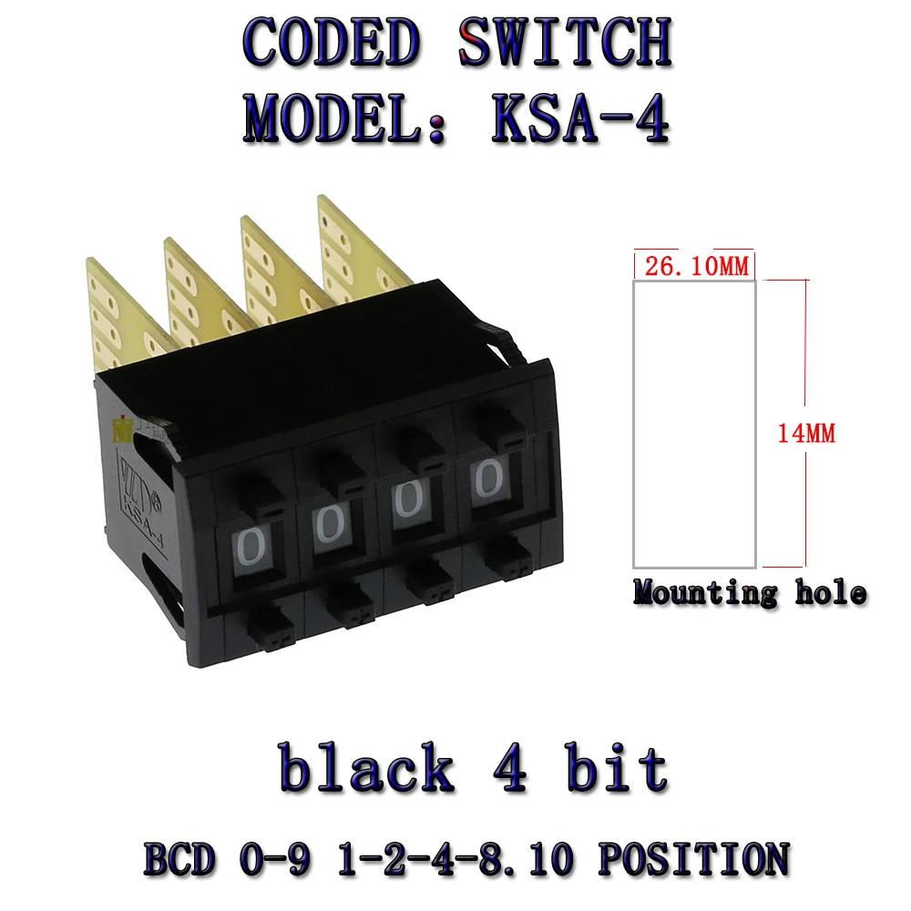 KSA-4 BCD-code Binaire uitgangsschakelaars/duimwielschakelaars 8421C Verguld klemmenblok 0-9 cijfers Decimale code Beige Zwart