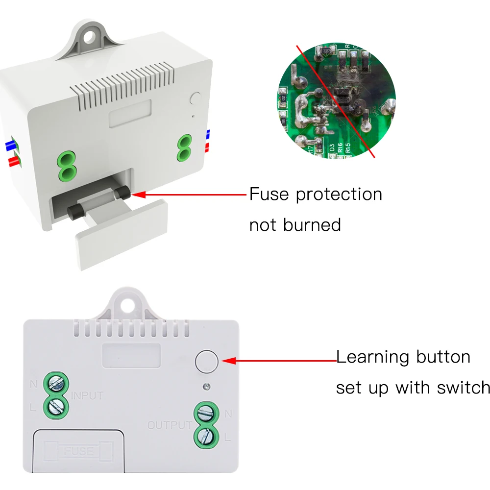 433Mhz Smart Home kinetic Switch Receiver 220V Module Self Powered No Battery Need Wireless ON/OFF Control Wall Panel For LEDDIY