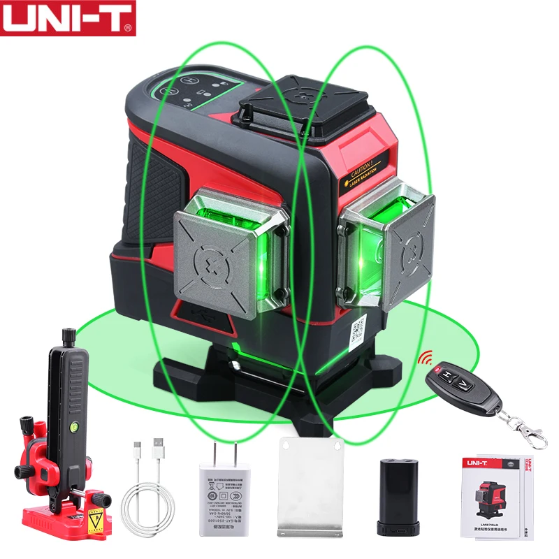 UNI-T Laser Level 2/8/12/16 Lines Green Lights Laser Vertical Horizontal Cross Layout Auto Portable Measuring Instrument LM576LD