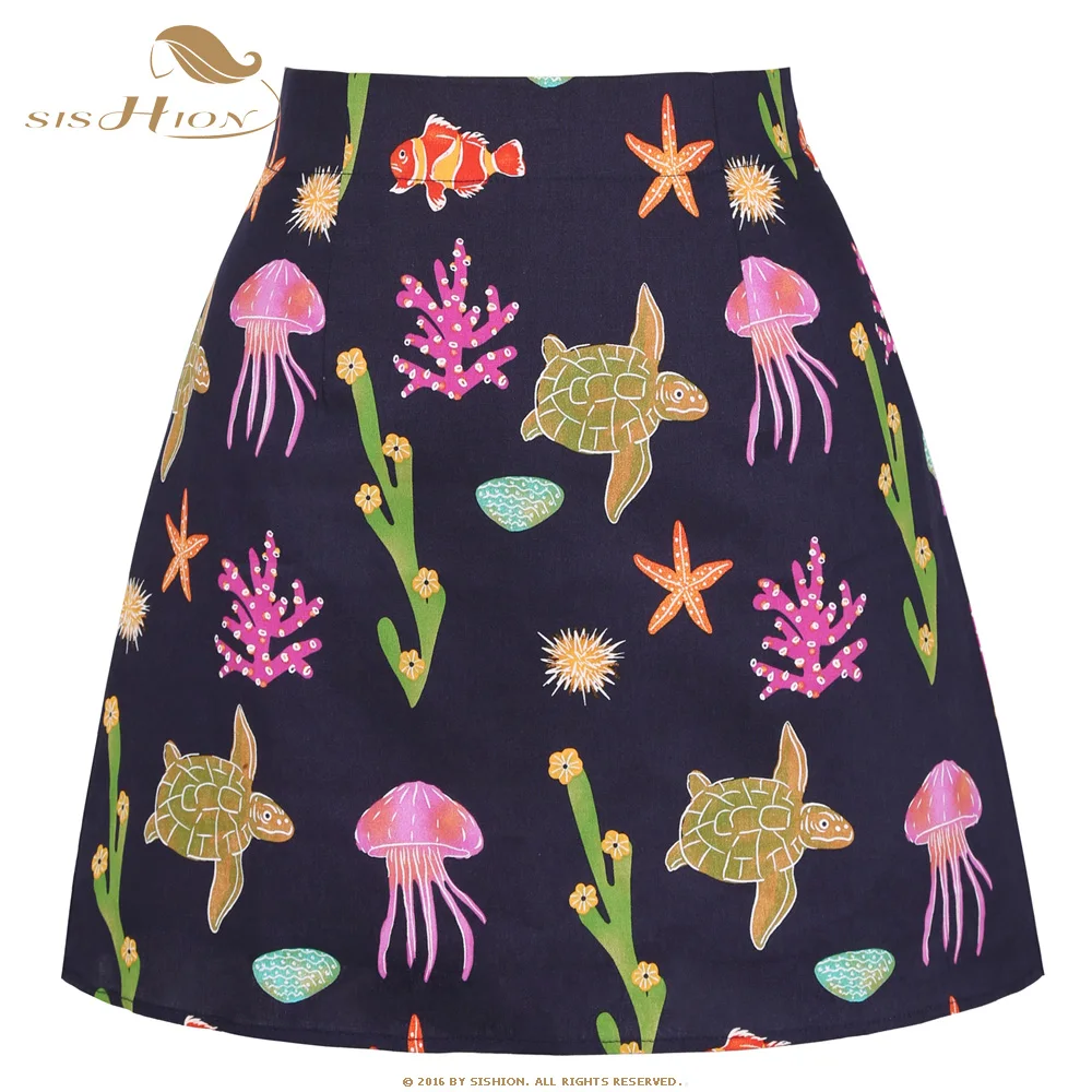 SISHION Dropshipping Floral Toucan Print Mini Rock SS0008 Baumwolle Vintage Schlank Retro Sexy Röcke Frauen Damen Frauen Rock Y2K – Detail 24