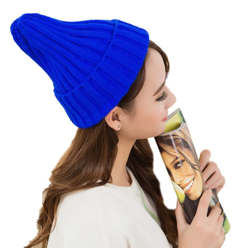 Wholesale Hat Female Unisex Cotton Blends Solid Warm Soft HIP HOP Knitted Hats Men Winter Caps Women Skullies Beanies Girl