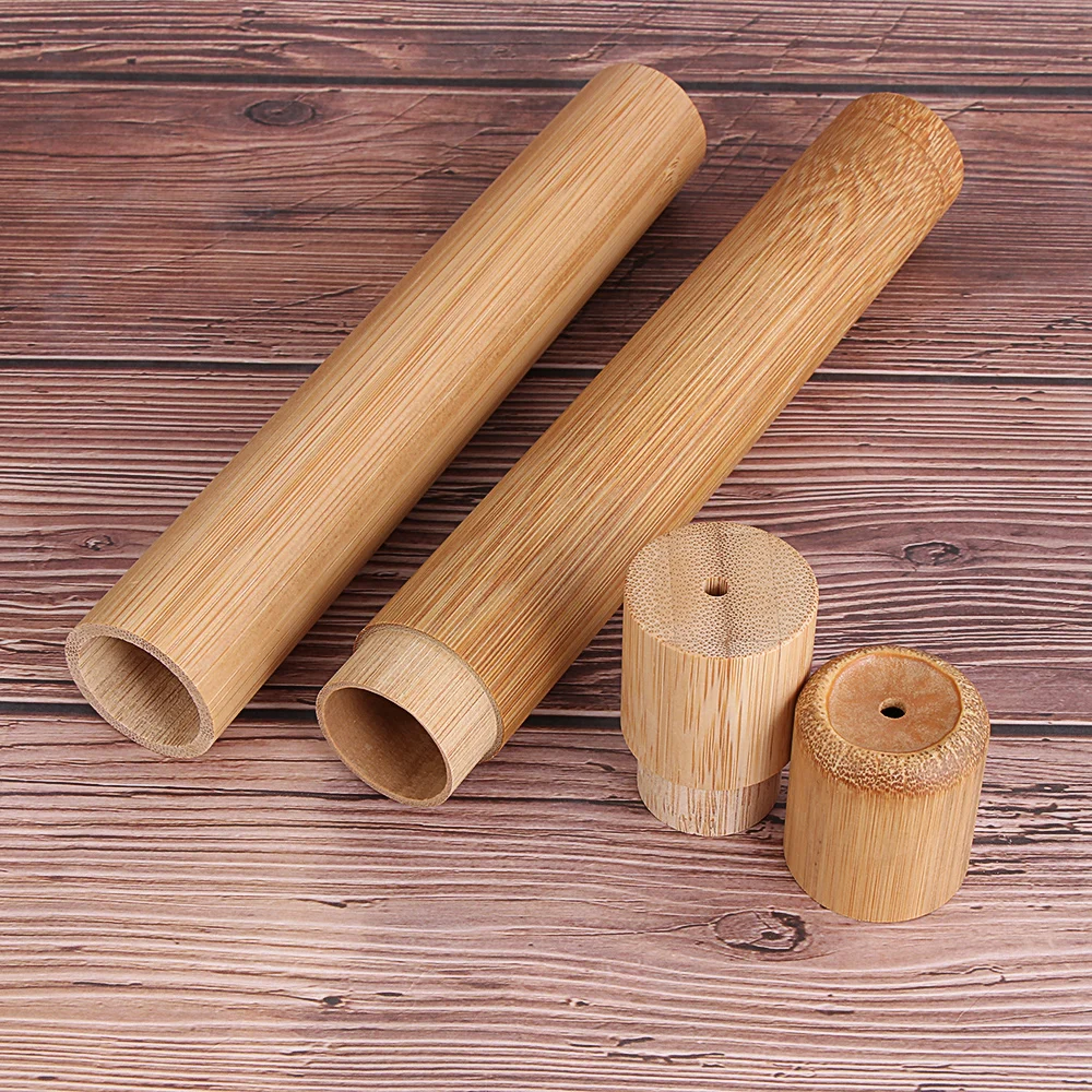 Eco-Friendly Wooden Toothbrush Box Round Nature Bamboo Toothbrush Tube Adult Oral Hygiene Health For Portable Travel Accessory