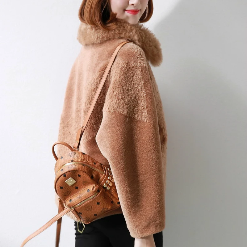 Autumn Winter Jacket Women Sheep Shearing Fur Coats Female Short Natural Wool Overcoat Warm Spring Clothes 2020 LWL1379