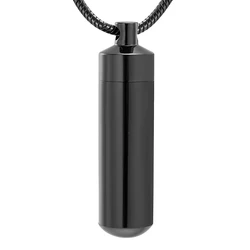 IJD10272 Secret Stash Cylinder Keepsake Jewelry Hold Pet&Human Ashes,Stainless Steel Pendant with Glass Tube Inside