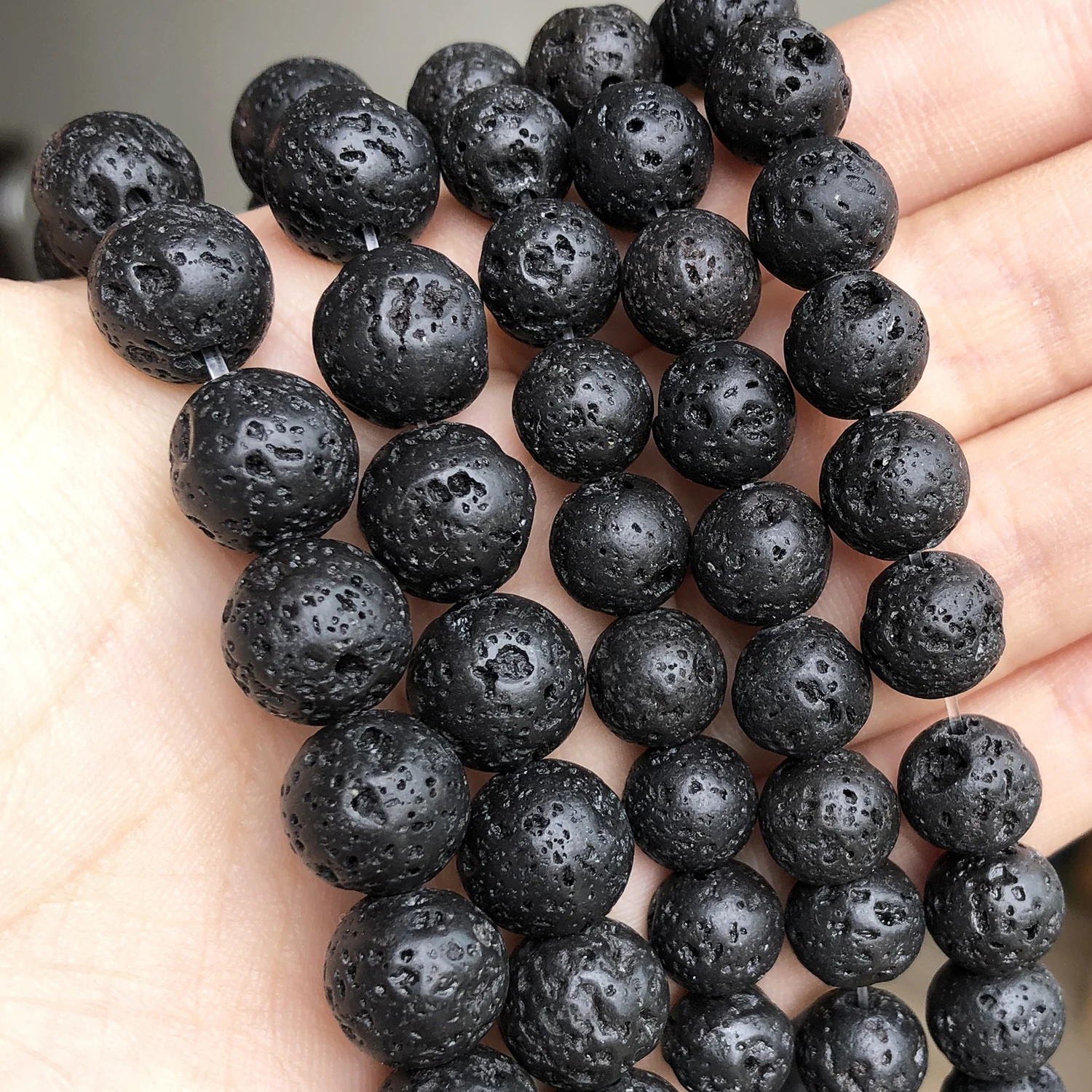 Natürlicher Lavast ein runde schwarze lose Perlen Naturstein perlen für DIY Halskette Bracelat Schmuck machen Strang 15 "4 6 8 10 12mm