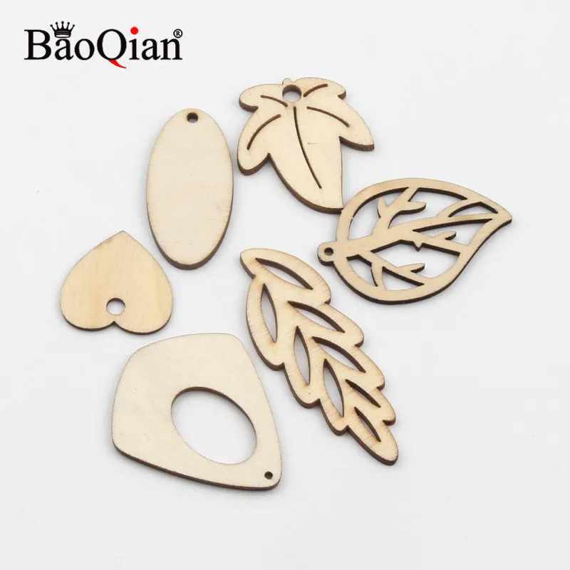 10pcs/lot Natural Wooden Scrapbook Wooden Leaf Shape Home Decoration Crafts Diy Handmade Holiday Party Accessories