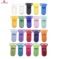 Free Shipping 15 Pcs Mix Colors Plastic Pacifier Clip Holder Soother Mam Baby Dummy Clips Chain For 20mm Ribbon 15 Colors