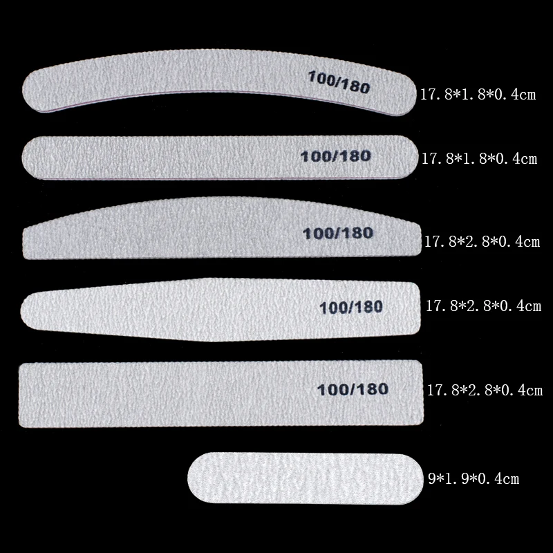 회색 사포 네일 파일 100/180 양면 버퍼 블록 폴리셔, 페디큐어 매니큐어 네일 아트 파일, 네일 액세서리, 50 개/로트