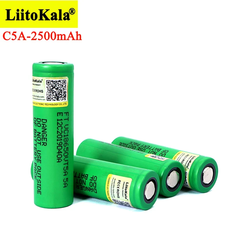 Liitokala VTC5A 2600mAh 18650 Lithium Battery 20A 30A Discharge 18650VTC5 batteries for flashlight flat head