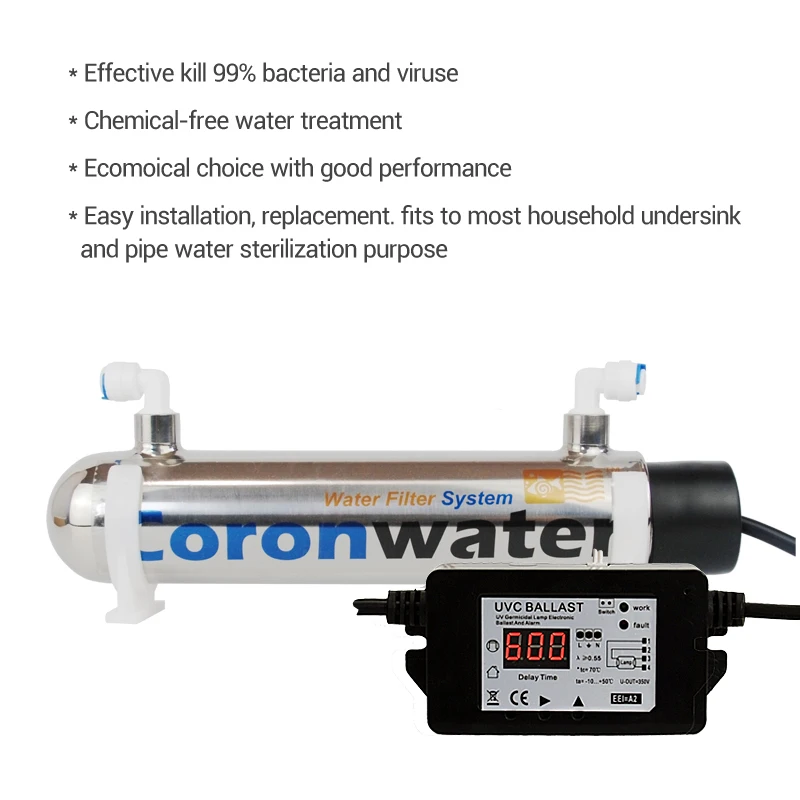 0.5gpm Ultraviolet Water Filter with Flow Switch for Household Water Sterilization