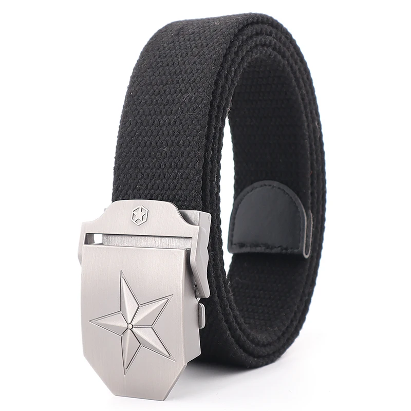 38MM Wide Canvas Military Tactical Belt Men High Quality Metal Stars Buckle Pants Accessories New Unisex Outdoor Training Belt