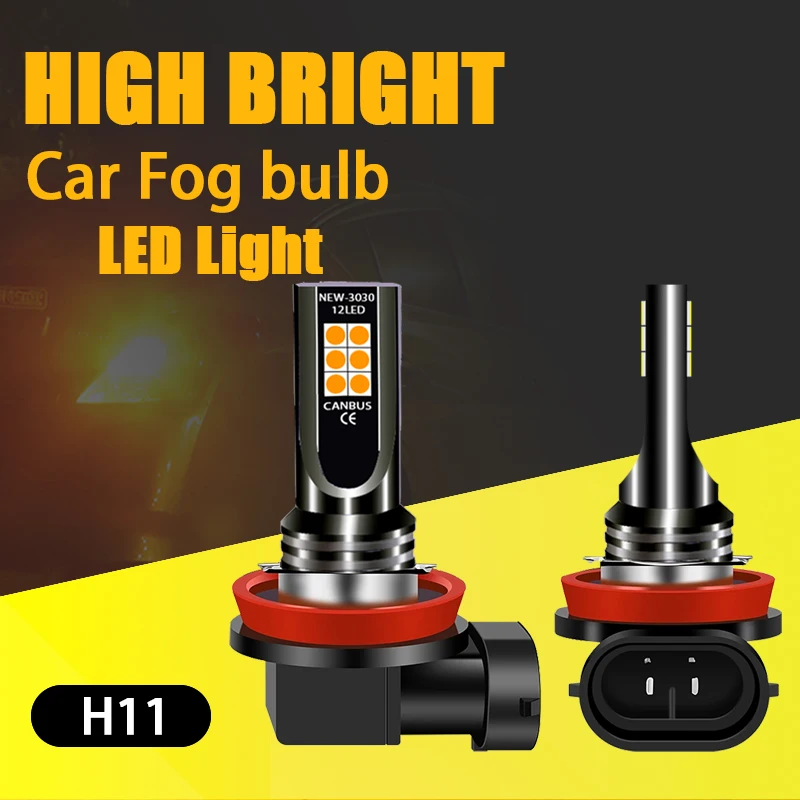 1pcs Car High Bright Driving Led Lamp H11 Auto LED Fog Headlight Bulbs 6000K LED White Ice blue Yellow Lemon green Pink Lights