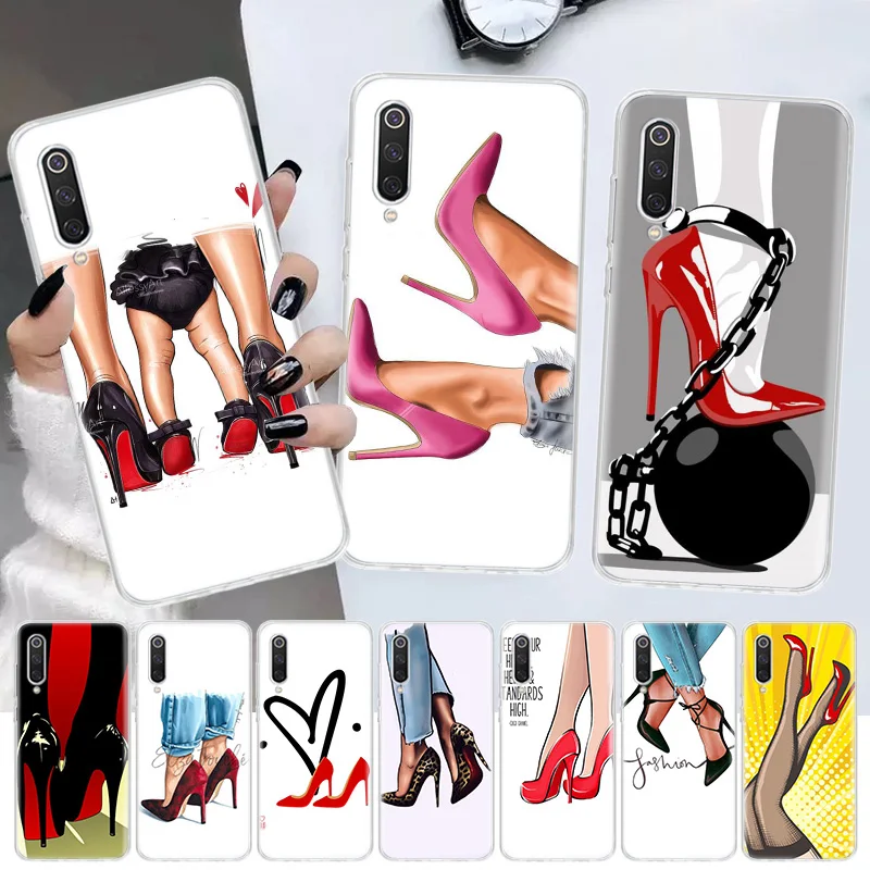 Red High Heel Shoes Soft Phone Case For Xiaomi Redmi Note 12 12S 13 11 11S 10 10S 11T 11E Pro Plus 9 9S 8 8T 7 Shell Cover Case 