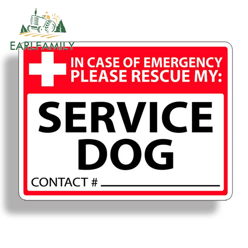 EARLFAMILY 13cm x 9.6cm For Service Dog Emergency Rescue Bumper Car Stickers DIY Graphics Decal Car Accessories Scratch-Proof