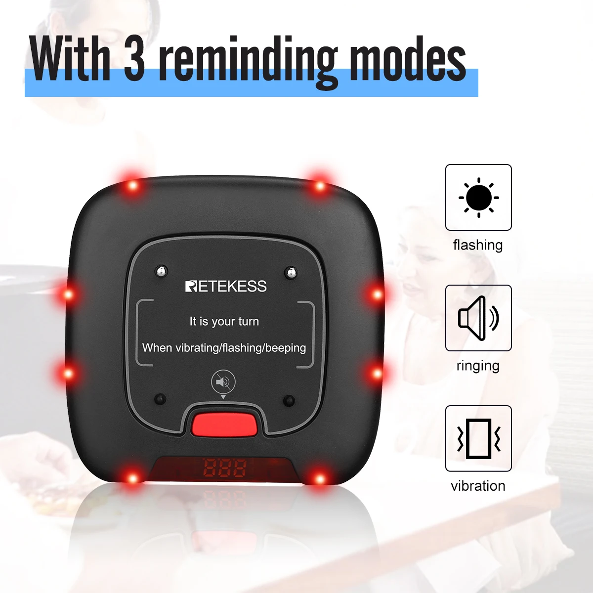 Retekess TD183 Pager For Restaurant Calling System 20 Vibrator Coaster Buzzer Beeper Guest Queuing For Cafe Bar Food Court Hotel