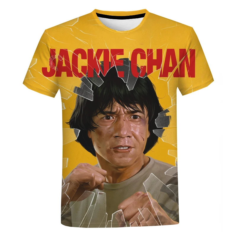 2021 Summer New Style Kung Fu Movie Star Jackie Chan Unisex 3D Printing Pattern Casual Round Neck Short Sleeve T-shirt 2XS-5XL