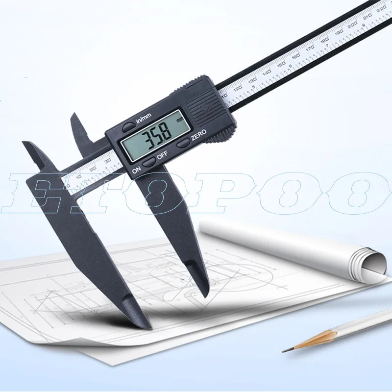 Imagem -03 - Calibre Vernier Digital Eletrônico 300 mm 200 Lcd Plástico Micrômetro de Mandíbula Longa Interno e Externo Ferramentas de Medição de Diâmetro