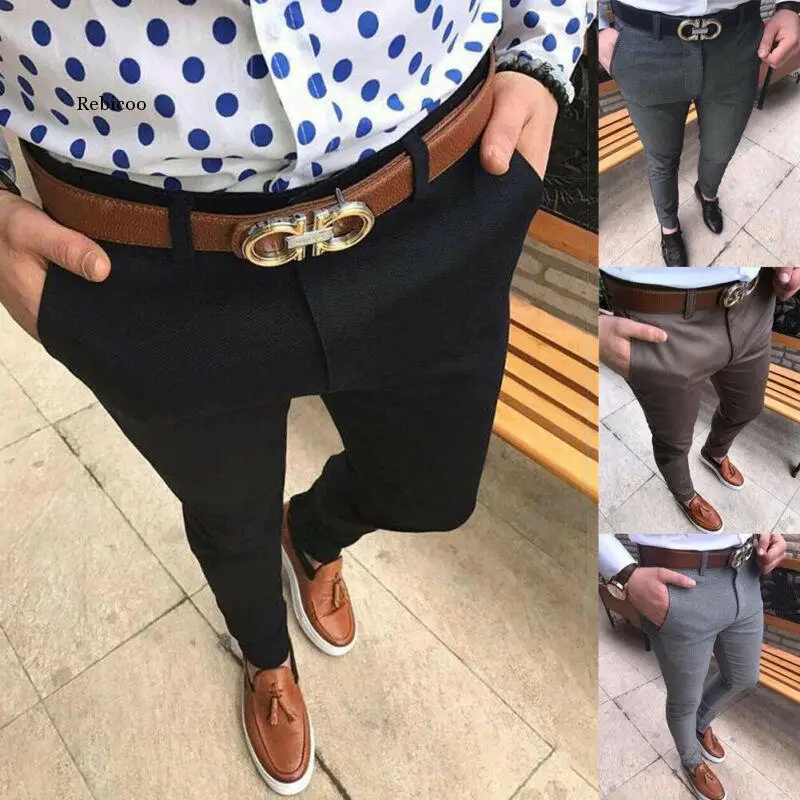 

New Male Spring Autumn Fashion Business Casual Long Pants Suit Men's Trousers Elastic Straight Formal Big Pants