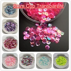 10g 6mm Tranparent Color Cup PVC Sequins Glitter Paillettes For Clothes,Hat,Shoes.Kids DIY.Crafts Handmade Accessory Wholesale