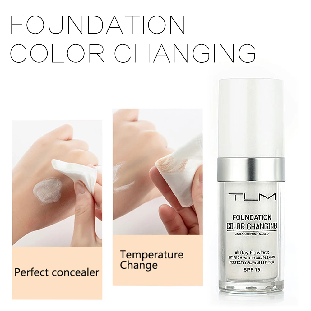 30ML TLM Color Changing Liquid Foundation Oil-control Face Cover Concealer Long Lasting Makeup Skin Tone Foundation Dropshipping