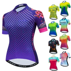 JPOJPO Pro Cycling Jersey Women Summer Mountain Bike Jersey Tops Team Sport Cycling Clothing Quick Dry MTB Bicycle Shirt Maillot