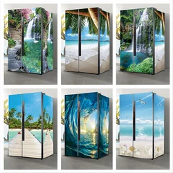Sea Landscape Fridge Stickers For Refrigerator Wallpaper Vinyl Self-adhesive Scenery Decoration Beach Freezer Film Cover Kitchen