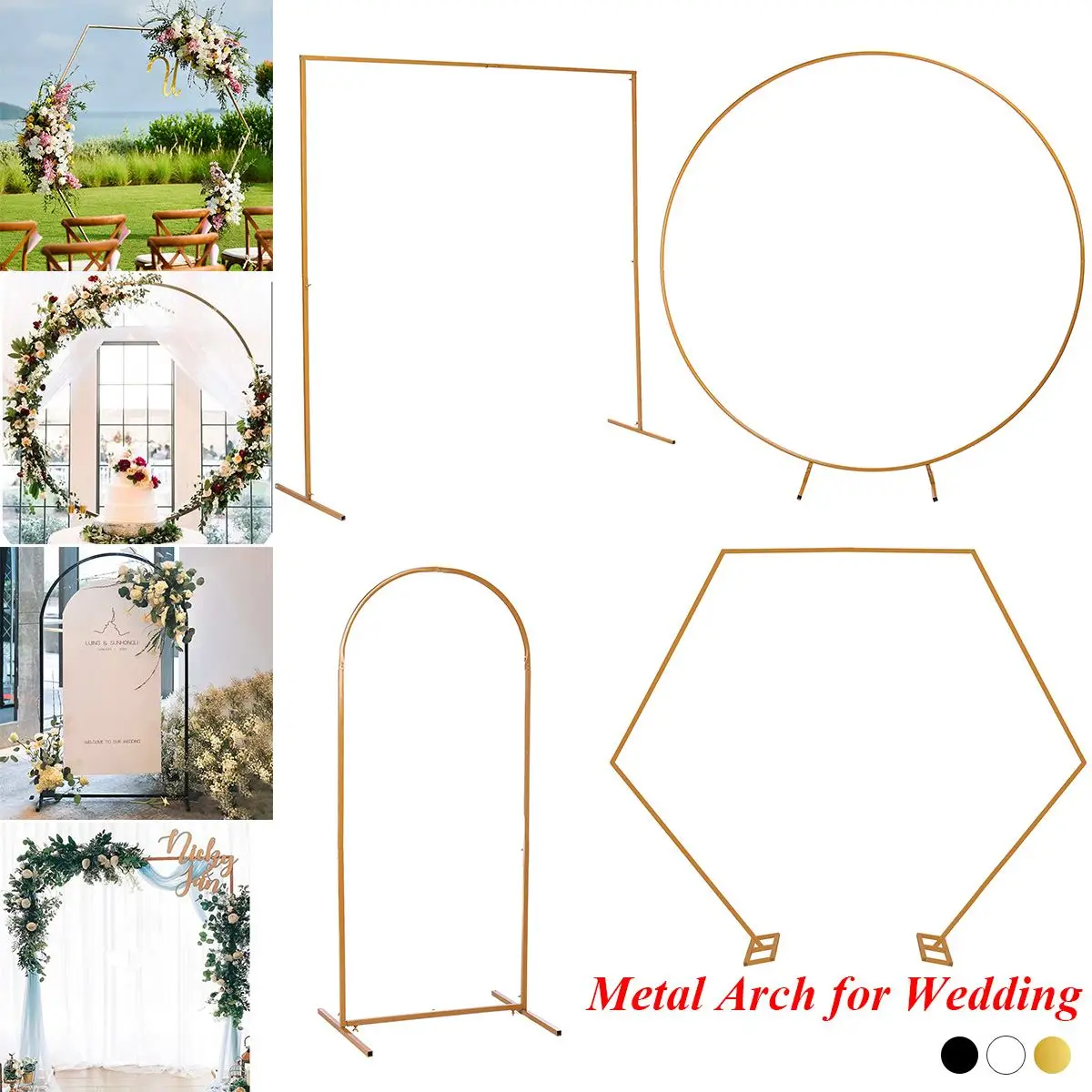 Iron Circle Wedding Arch Props Background Arch Flower Outdoor Lawn Flower Door Rack Wedding Christmas Day Birthday Decoration