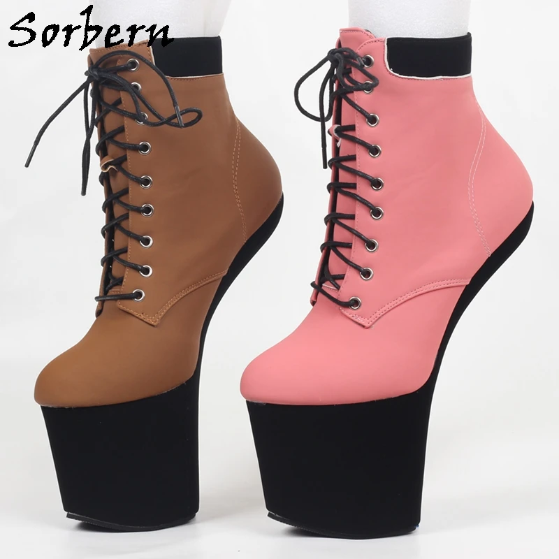 Sorbern Vintage Matt Heelless Boots Women Ankle High Booties Without Heels Thick Platform Alternative Fashion Custom Colors