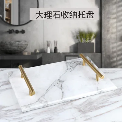 

Pure Marble Tray With Armrests Bathroom Storage Tray Jewelry Storage Tray for Kitchen Tray Dish