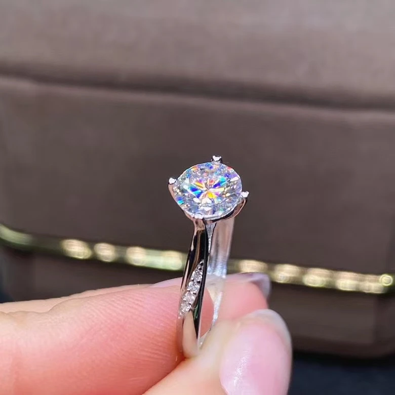 recommend: crackling moissanite gemstone ring for women jewelry gift real 925 silver shiny better than diamond engagement ring