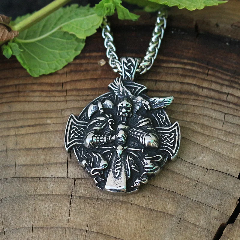 

10pcs stainless steel viking Odin by Helena Rosova necklace pendant Heathen men pendant norse jewelry viking cross raven pendant