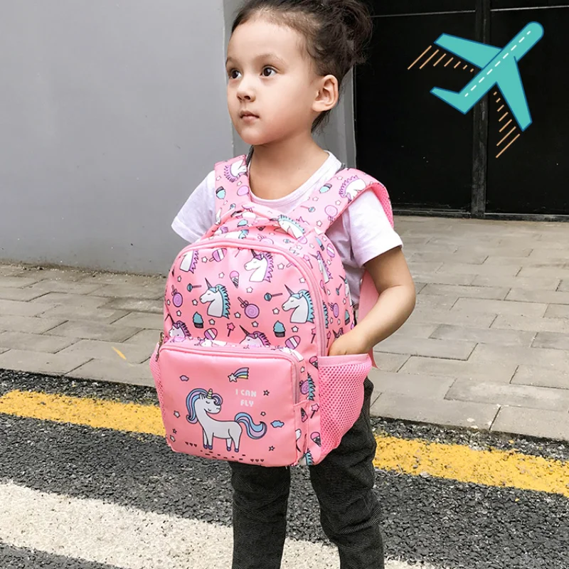 Cute Girls Children Anime Schoolbag Kids Unicorn School Backpack Child Kawaii Pink Purple Printing Bag Kindergarten Waterproof