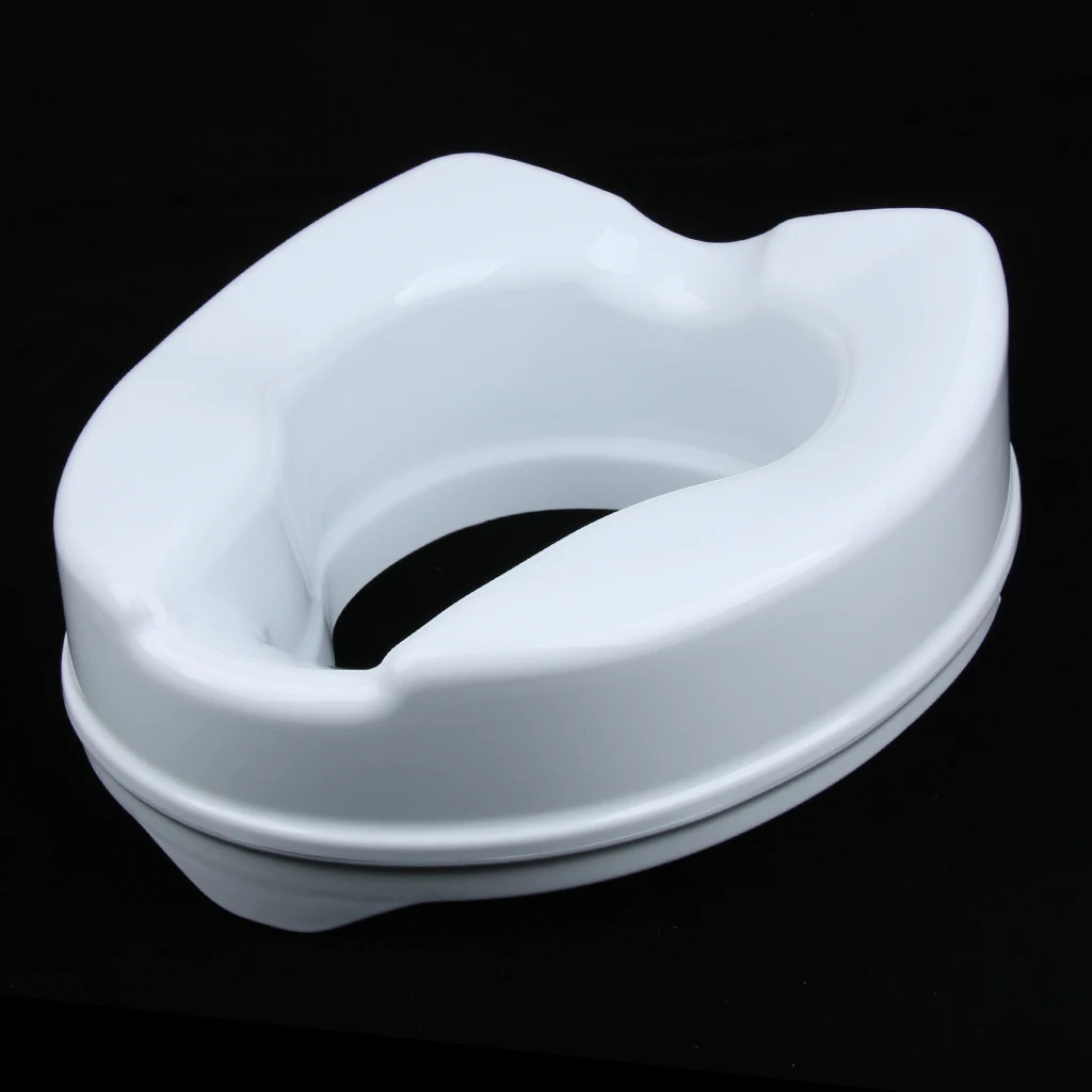 Portable Plastic Toilet Seat Riser Raised Elevated Safety White without Cover - 4 Inch