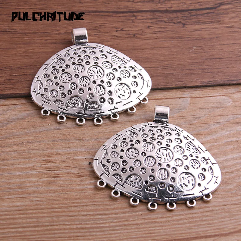 PULCHRITUDE 1pcs 55*57mm Two Color Zinc Alloy Vintage Big Shell Connectors Pendants Jewelry Making DIY Handmade Craft